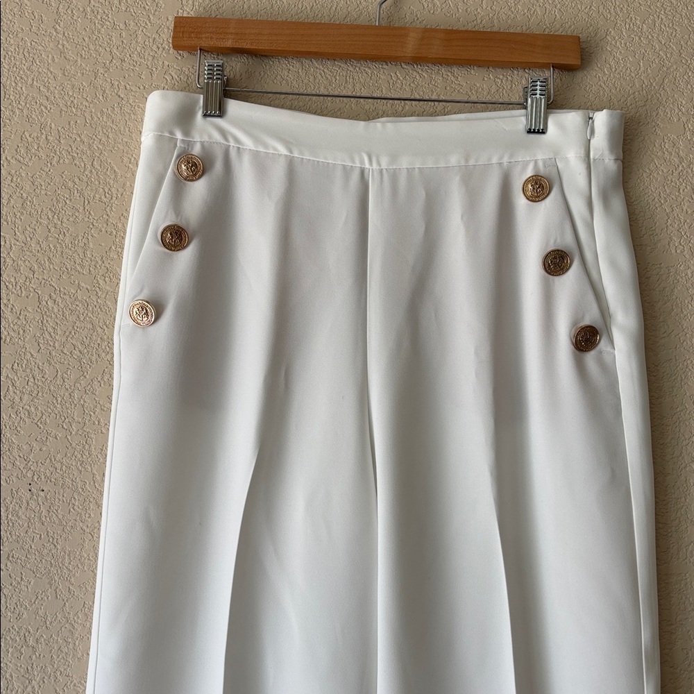 Elegant White High-Waisted Women's Pants - Picture 2 of 4